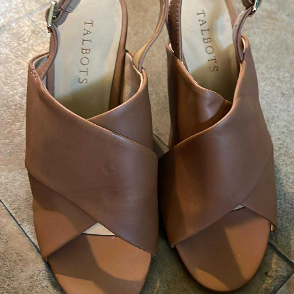 Talbots Brown Cross-Strap Wedges
